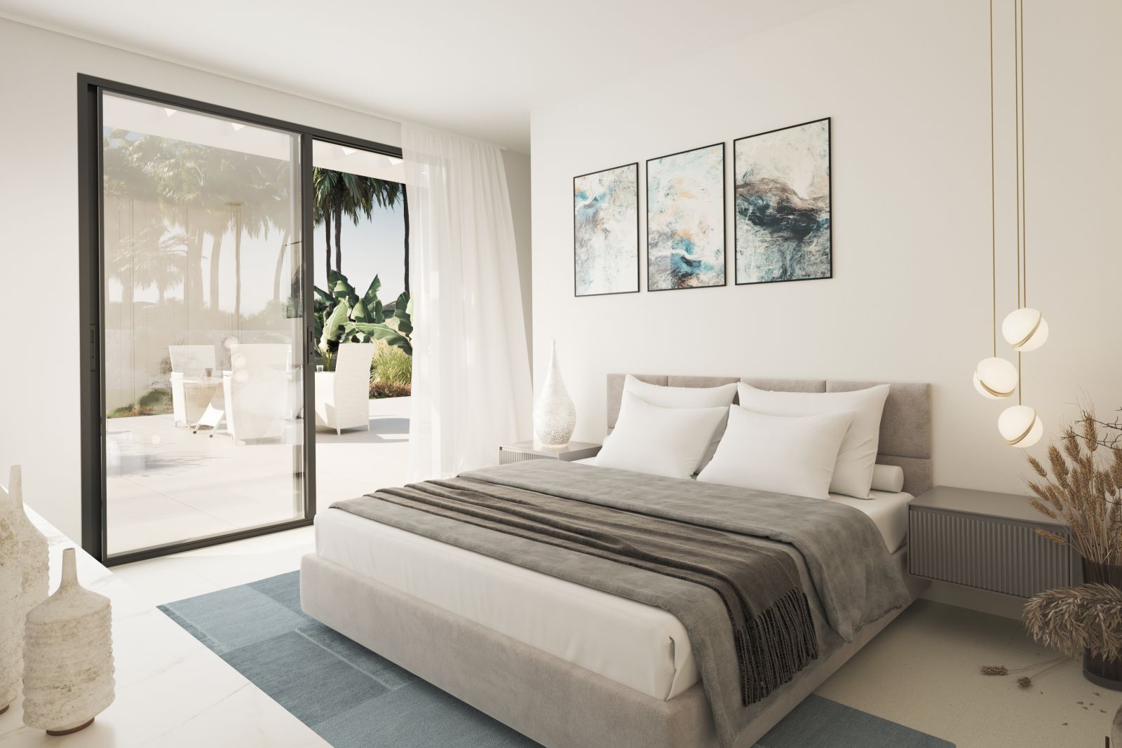 Nowoczesna sypialnia z tarasem w willi Estepona